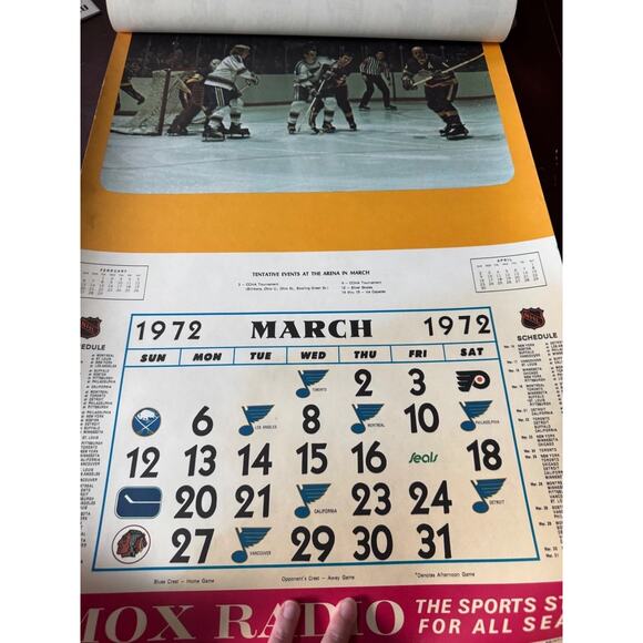 Vintage 1971-72 St. Louis Blues NHL Wall Calendar KMOX Radio Promo Hockey READ - Picture 8 of 13